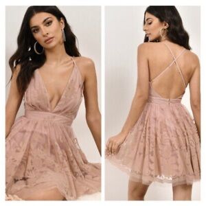 NWT Luxxel Mini Halle Dress With Velvet Floral Detail